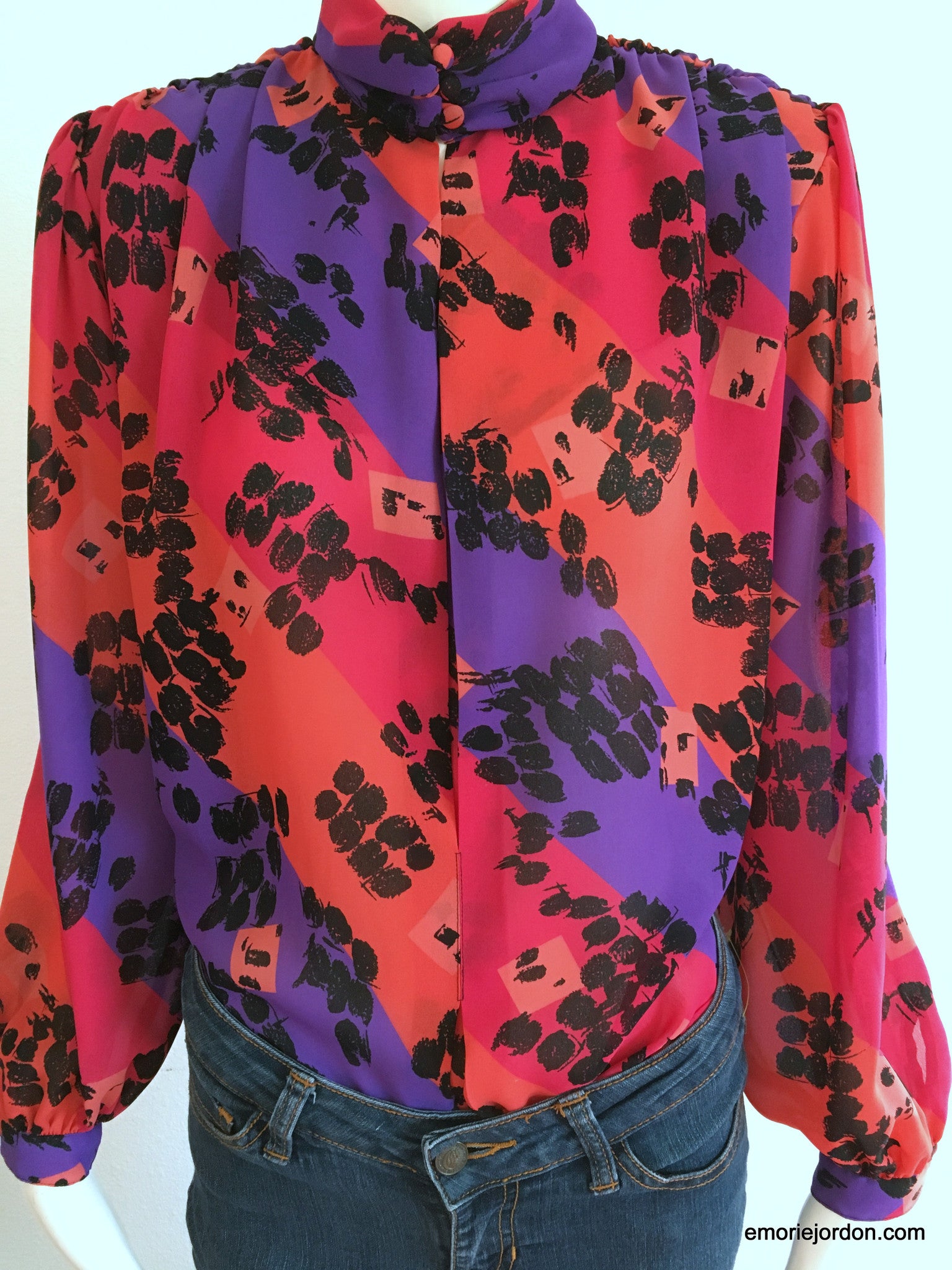 Vintage: Fun Abstract Print Blouse