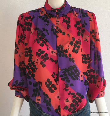 Vintage: Fun Abstract Print Blouse