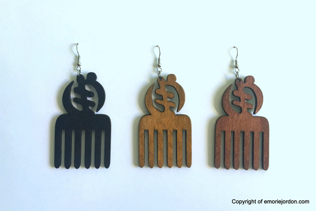 Gye Nyame Wooden Earrings