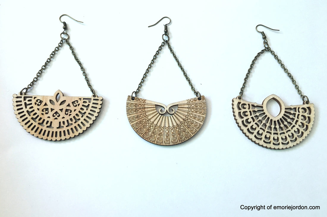 2 Chains Wooden Earrings