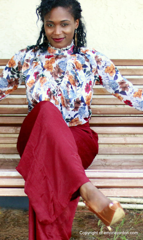 Fall Floral Ruffled Top