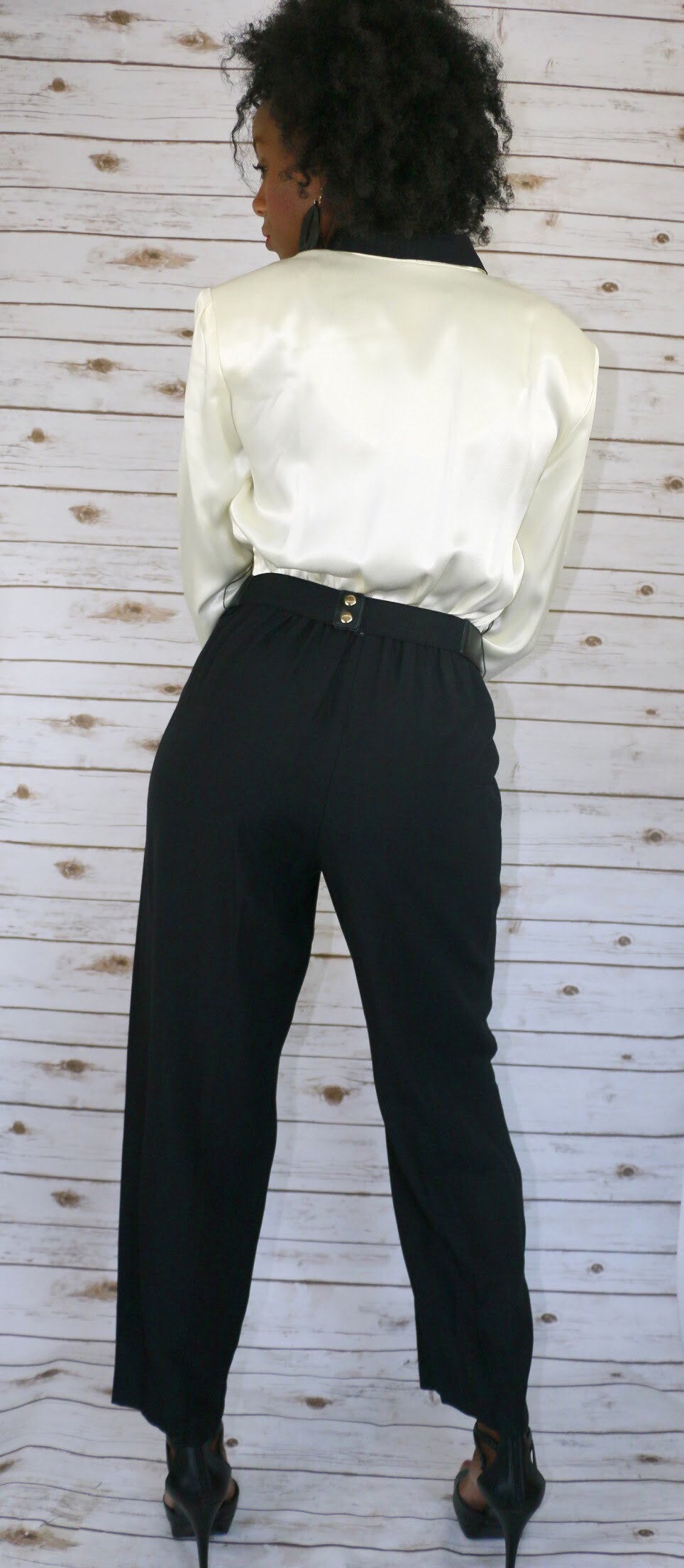 80s Satin Collared Vintage Jumpsuit by JR Nites