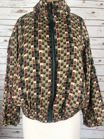 Vintage Silk Wind Breaker Jacket Plus Size