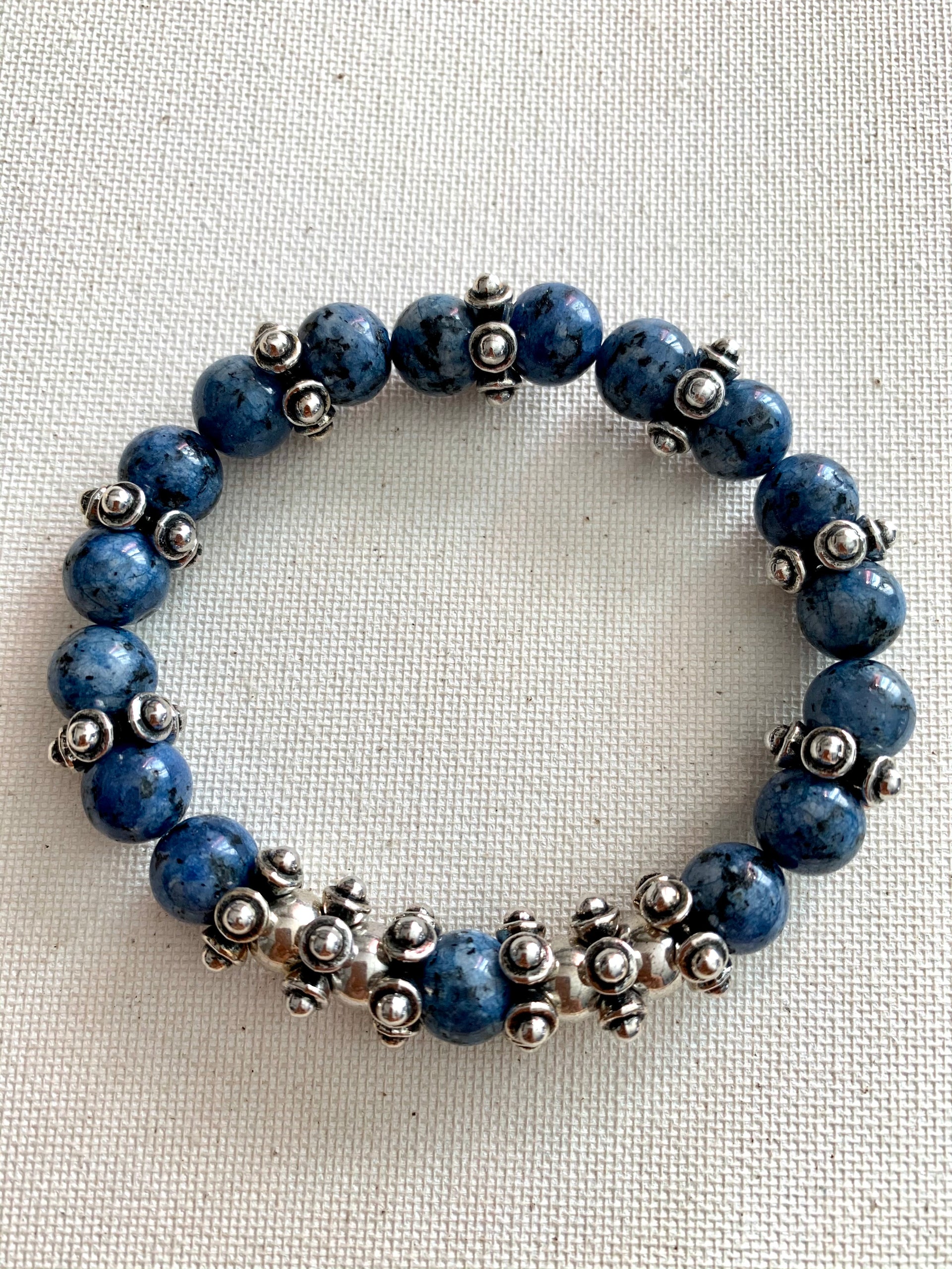 Men’s Lapis Stone and Metal Bracelet