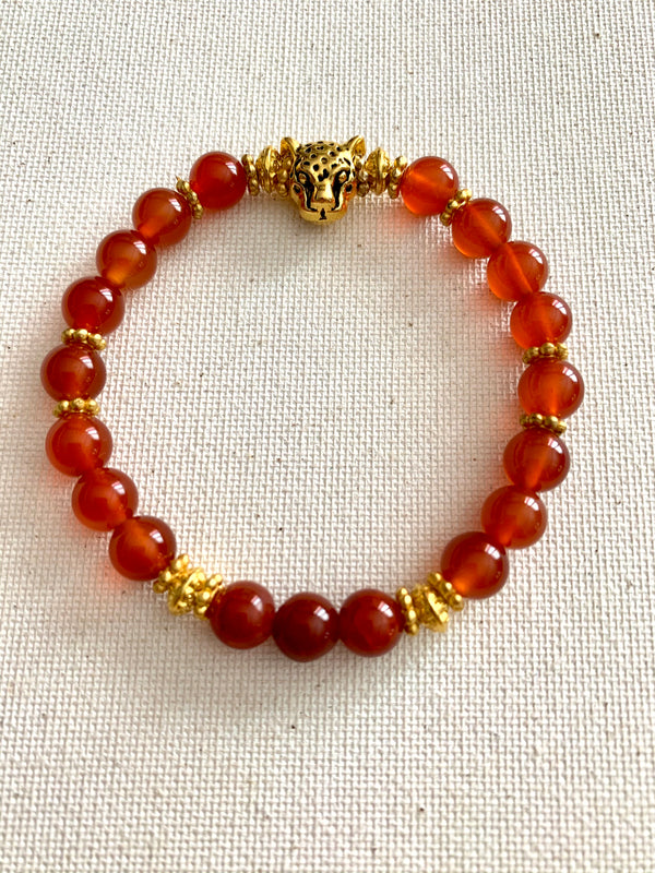 Carnelian Stone Leopard Bracelet