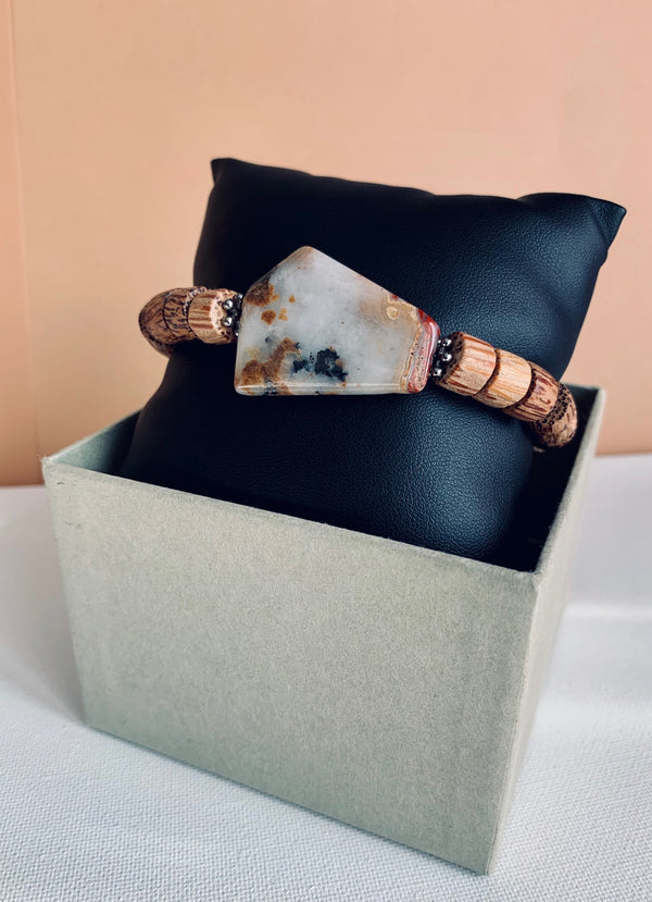 Red Jasper and Coconut Wood Bracelet