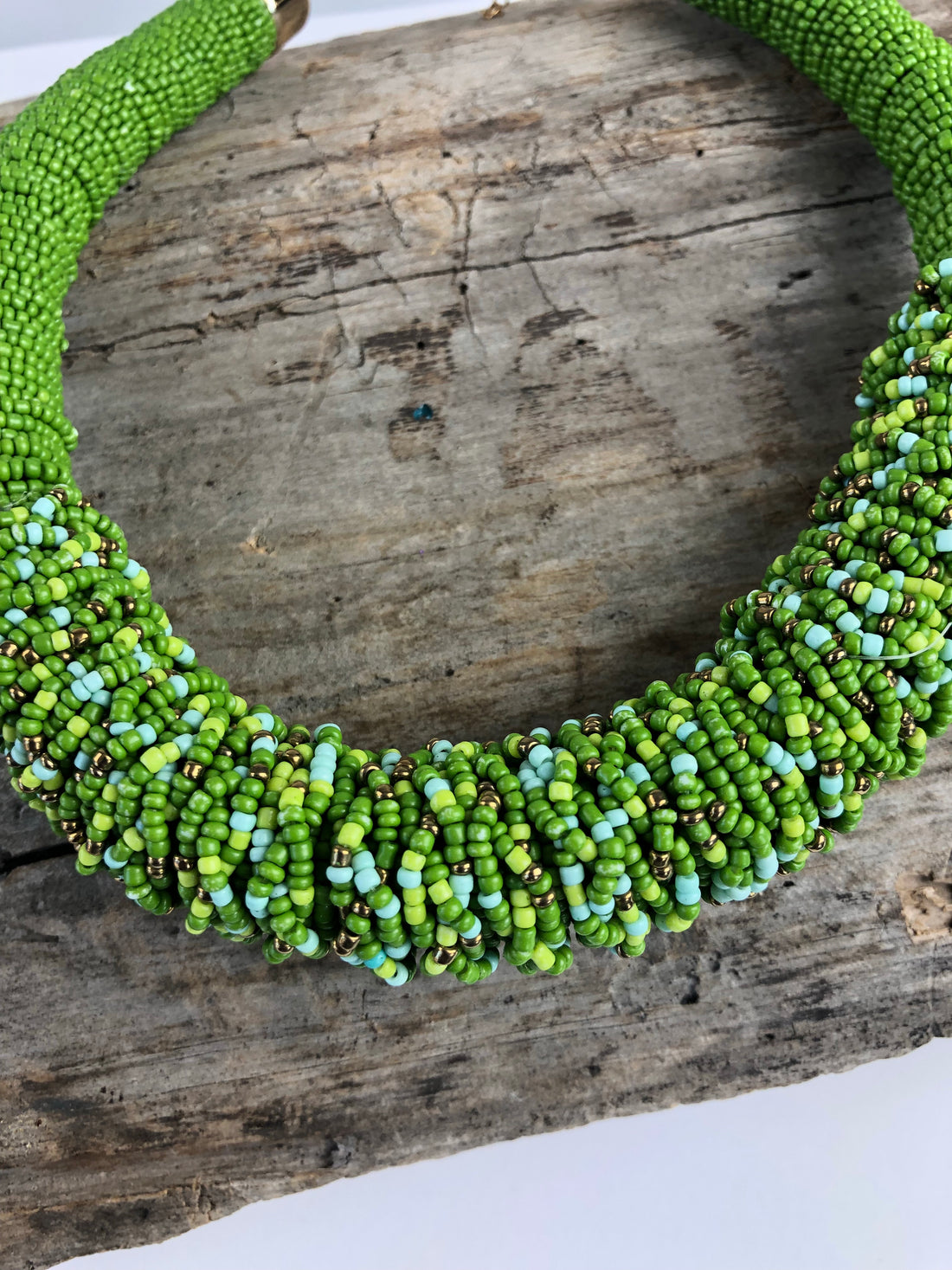 Green Beaded Collar Necklace