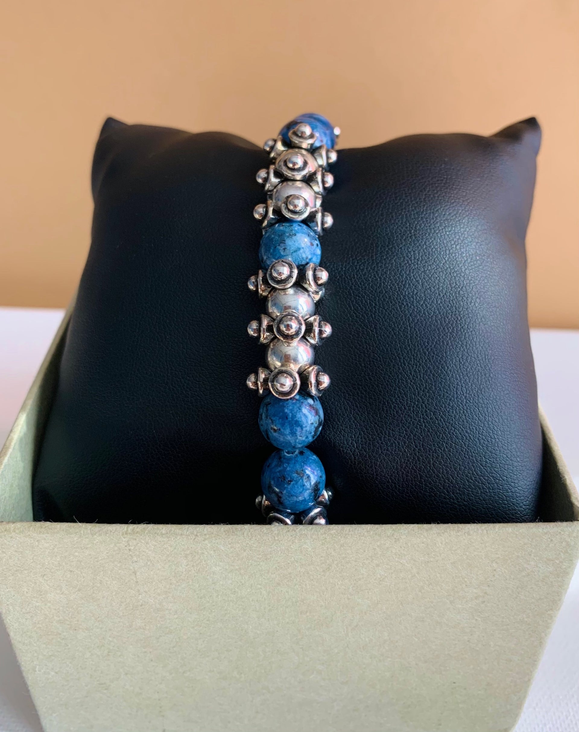 Men’s Lapis Stone and Metal Bracelet