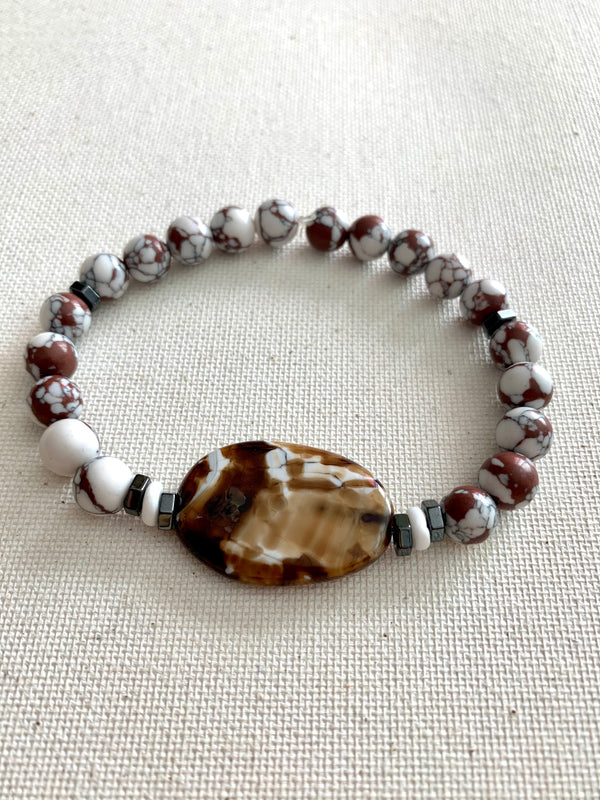 Howlite and Agate Stone Bracelet