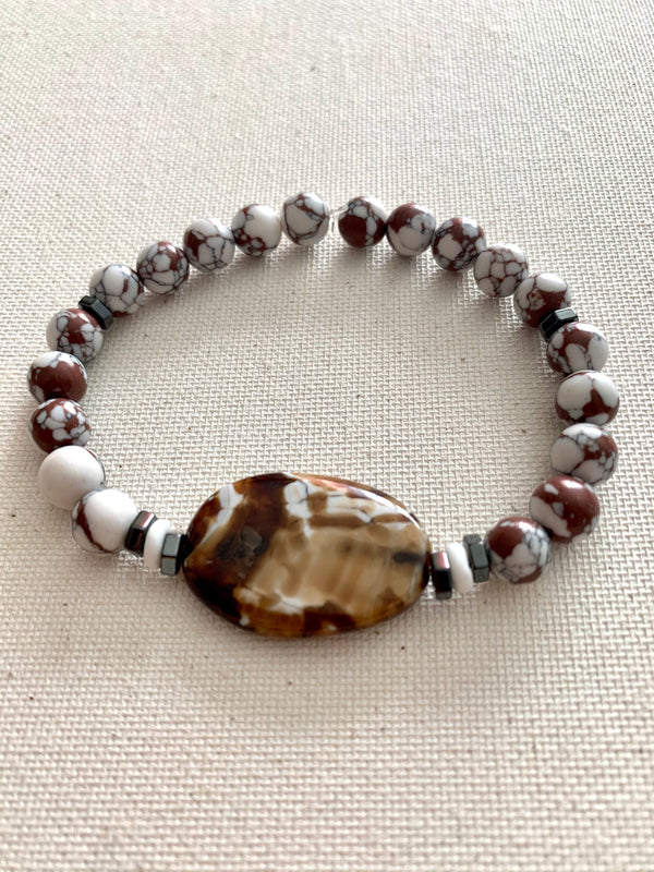 Howlite and Agate Stone Bracelet