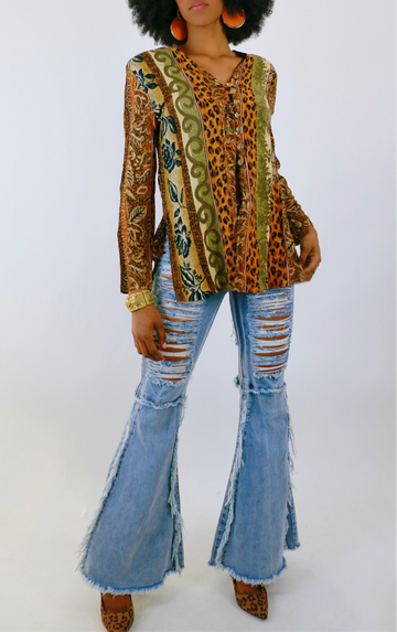 Vintage Sharon Anthony Leopard Mix 90s Top