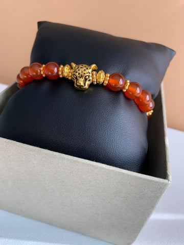 Carnelian Stone Leopard Bracelet