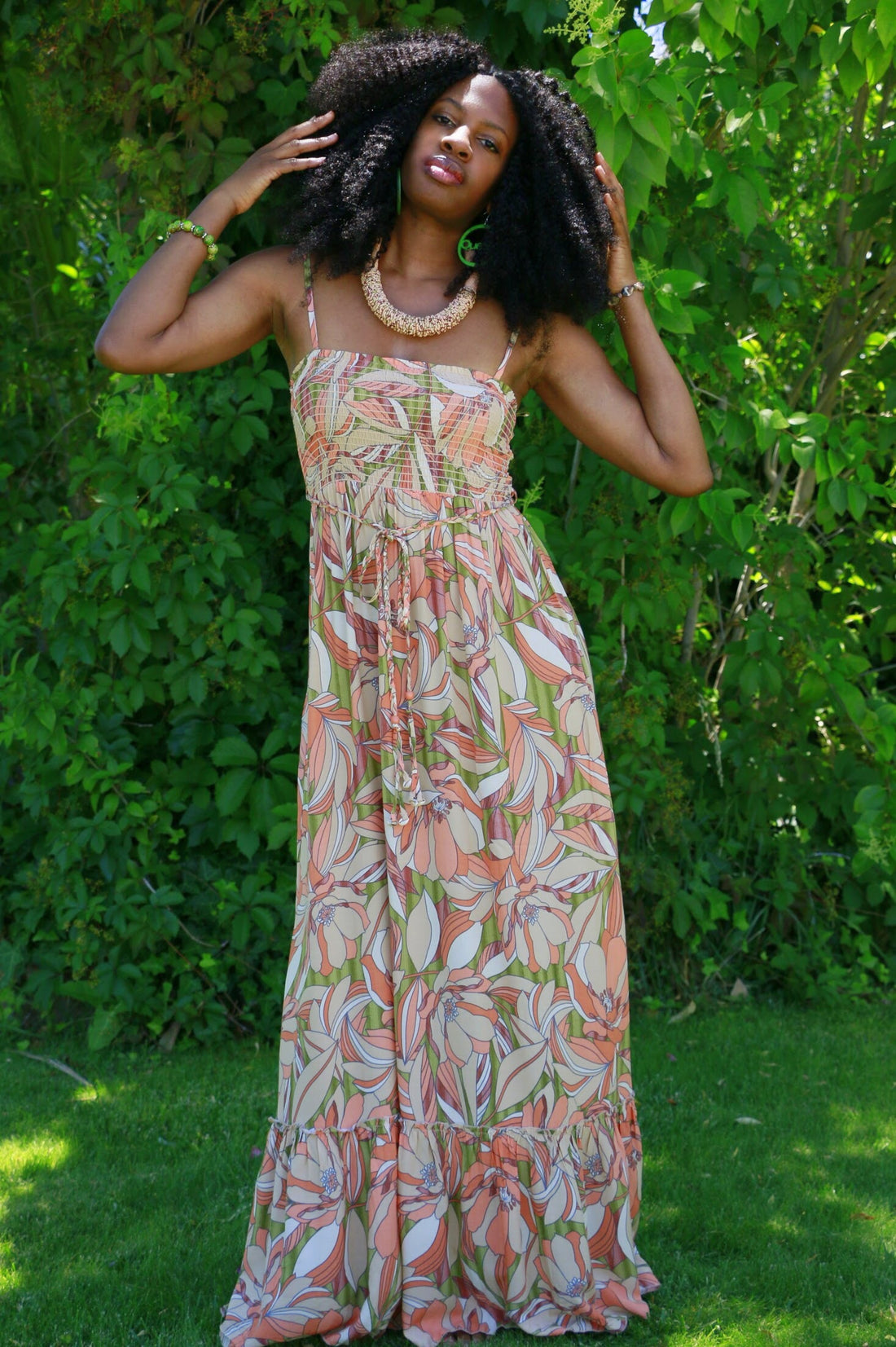 Peach Petals Maxi Dress