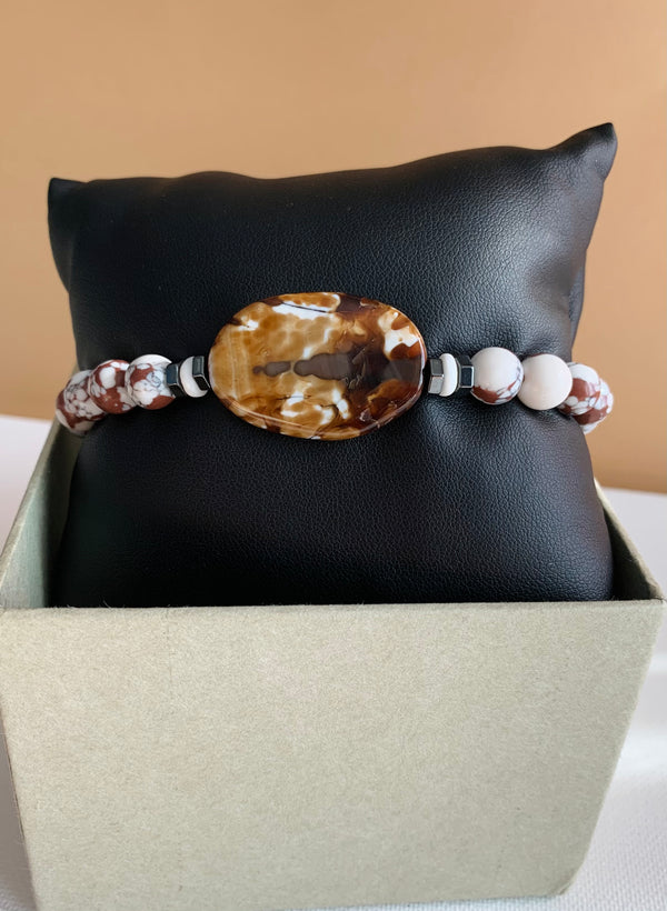 Howlite and Agate Stone Bracelet