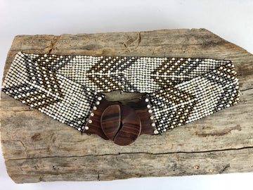 Ivory Chevron Handmade Beaded Belt