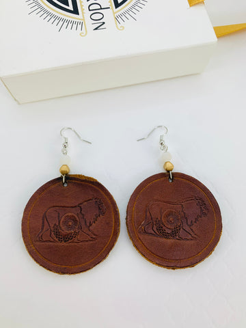 Lion Heart Leather Earrings