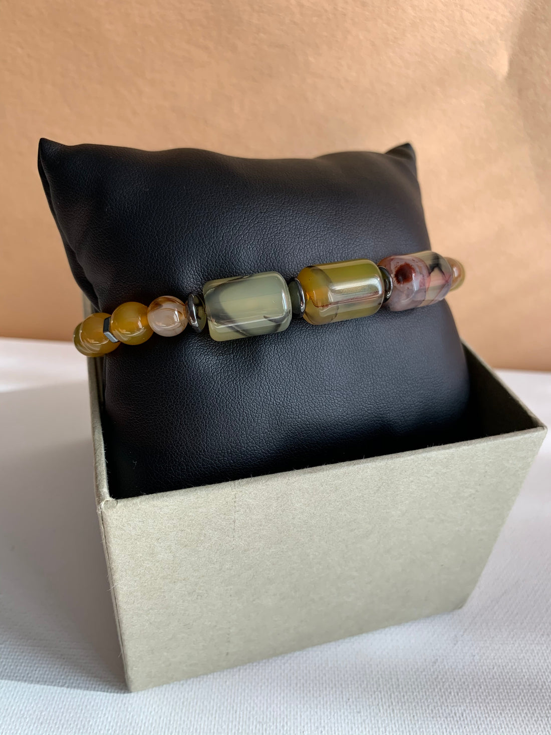 Yellow Agate & Hematite Stone Bracelet