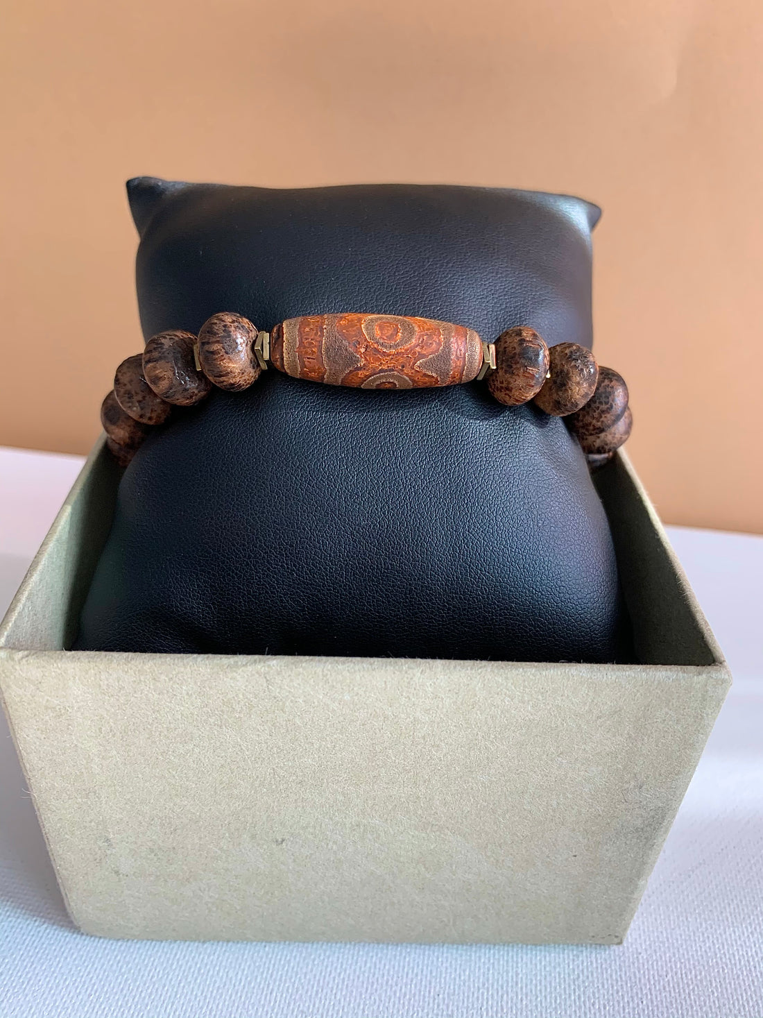 Tibetan Stone and Coconut Wood Bracelet