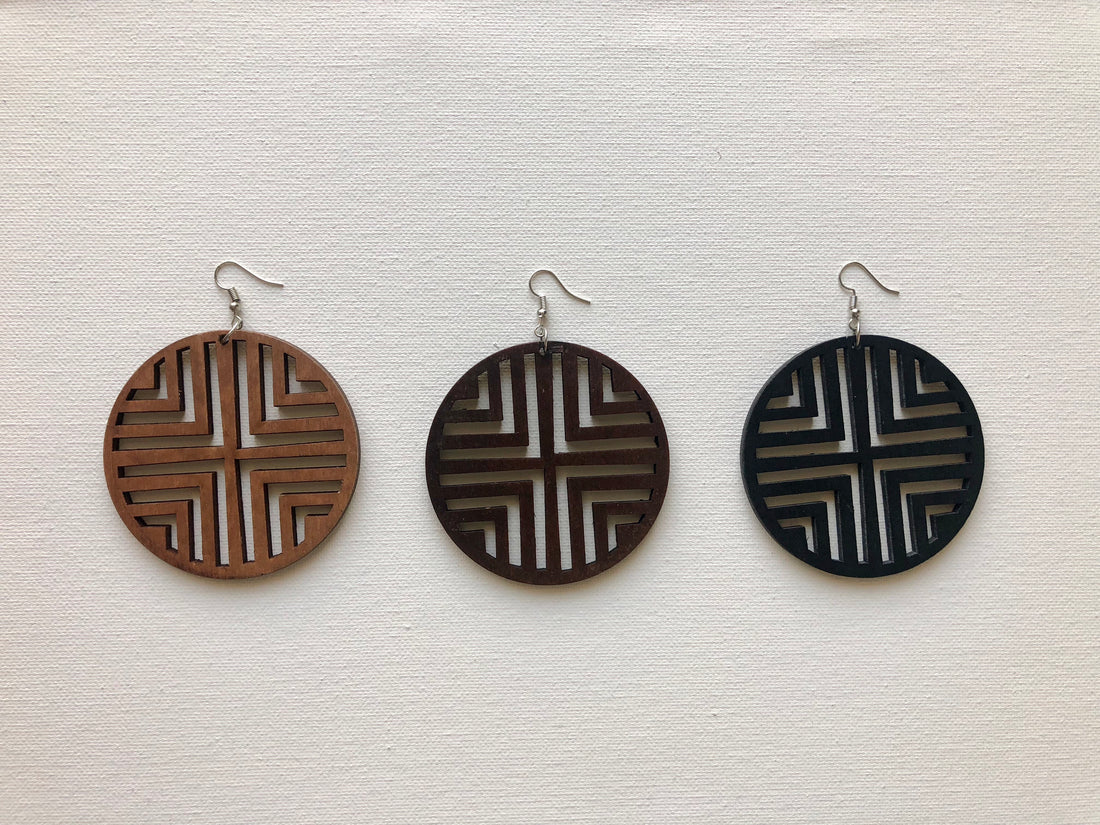 Geolined Wooden Earrings