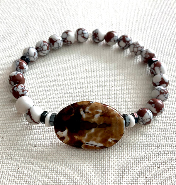 Howlite and Agate Stone Bracelet