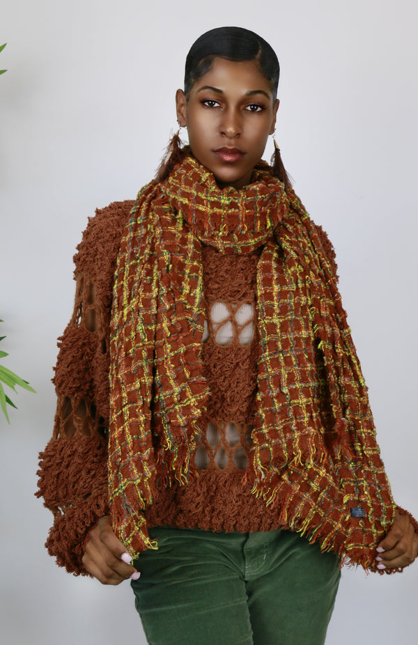 Savina Grid Textured Scarf