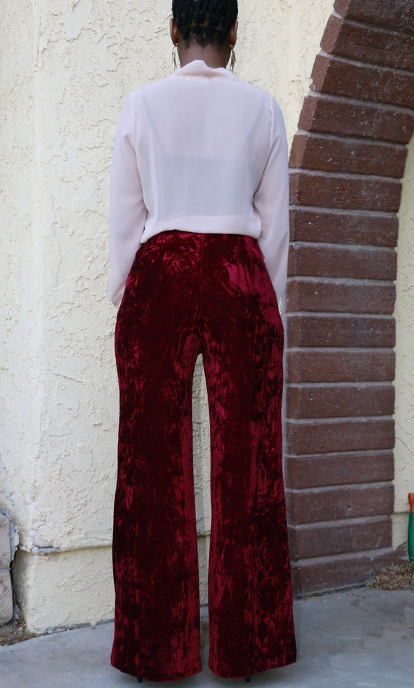 Cranberry Crush Velvet Pants