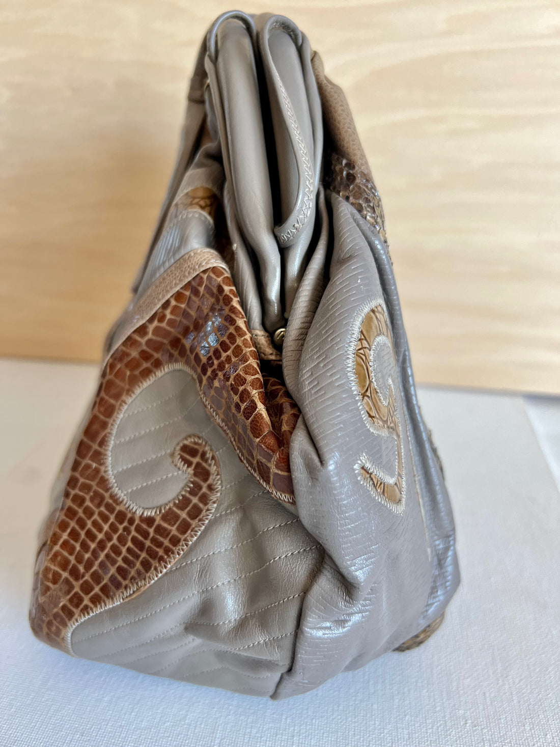 Taupe Sharif Leather Clutch Crossbody