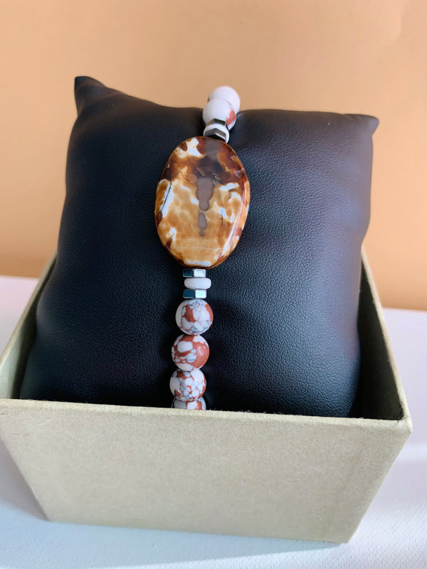 Howlite and Agate Stone Bracelet