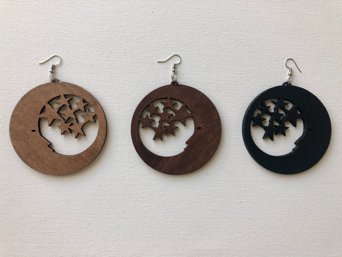 All the Stars Wooden Earrings