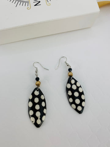 Tribal Shield Yak Bone Earrings