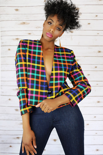 Live: 177 Candy Girl Plaid Blazer