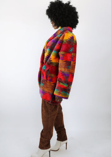 Royal Plush Vintage Aztec Faux Fur Coat