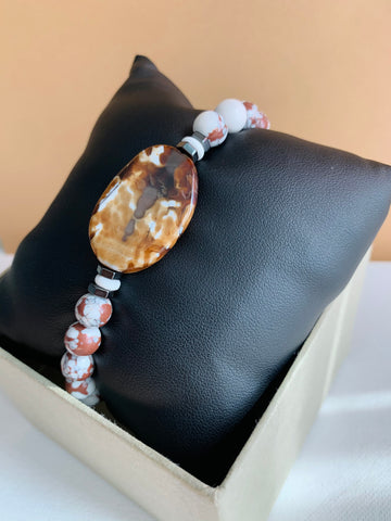 Howlite and Agate Stone Bracelet