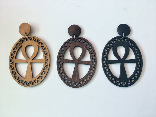 Womb Ankh Wooden Earrings